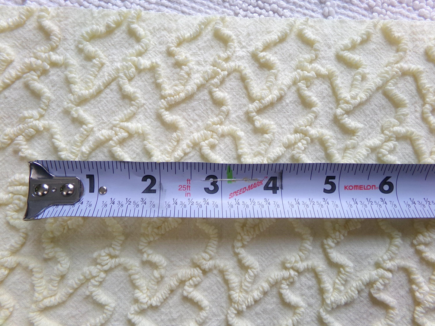 Vintage Yellow Squiggle Chenille Fabric, Gentle Sunny Buttercup 18" x 24" Piece of Sewing & Quilt Material