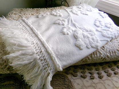 Lovely Ivy Rose Vintage Chenille Fabric Material, 12" x 20" inch Piece, for Fiber Arts, Small Pillow Covers, Crafts & Quilting