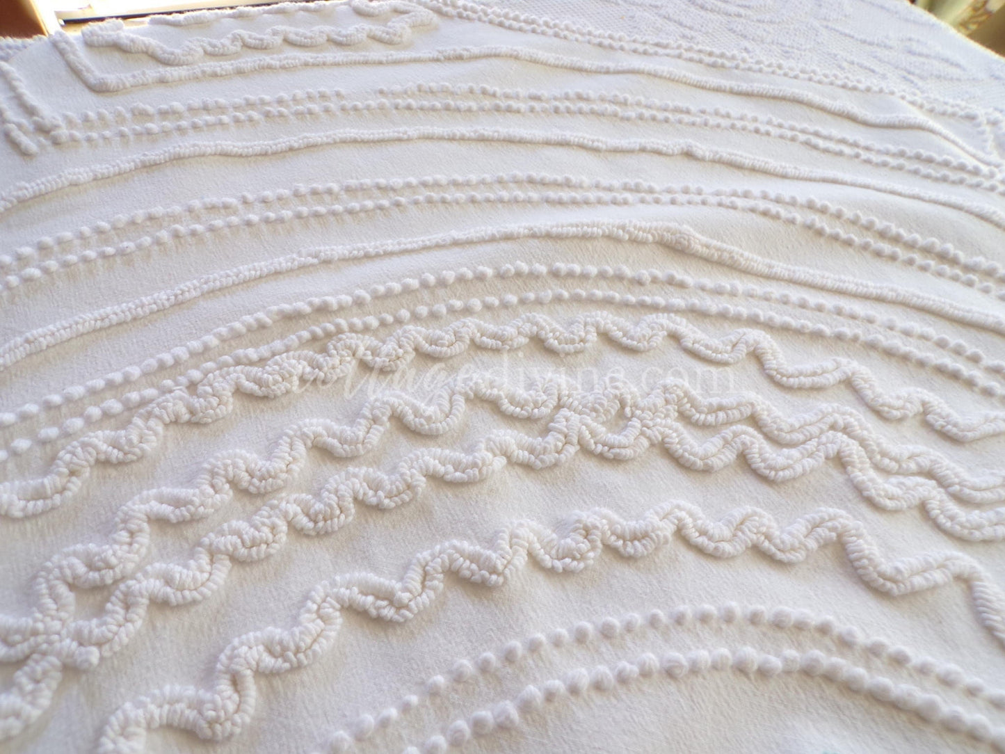 Magical Cottage Chic Lily Vintage Chenille Quilt Fabric Piece, 18" x 25" inches, Pretty in Pillows