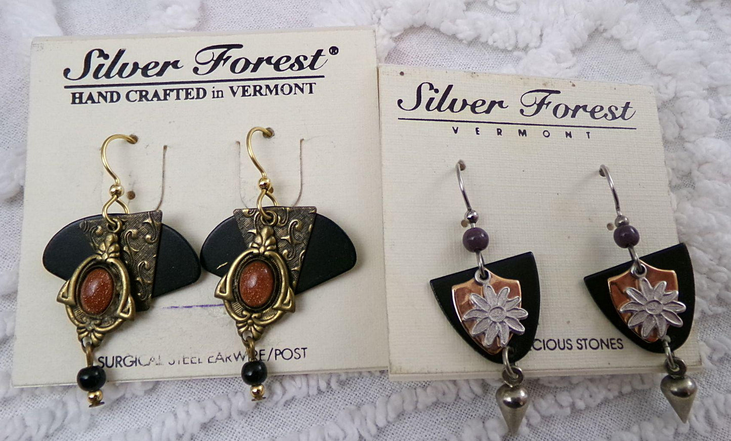 Vintage Silver Forest Earrings Lot of 2 Pierced Dangle Boho Style Jewelry