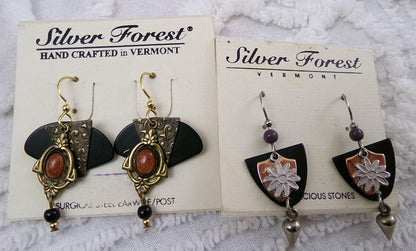 Vintage Silver Forest Earrings Lot of 2 Pierced Dangle Boho Style Jewelry