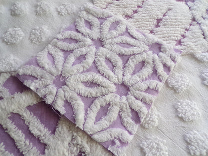 Cloud 9 Chenille Quilt Squares Set from Vintage Bedspread Fabric, 16 Blocks, 6" x 6" inch