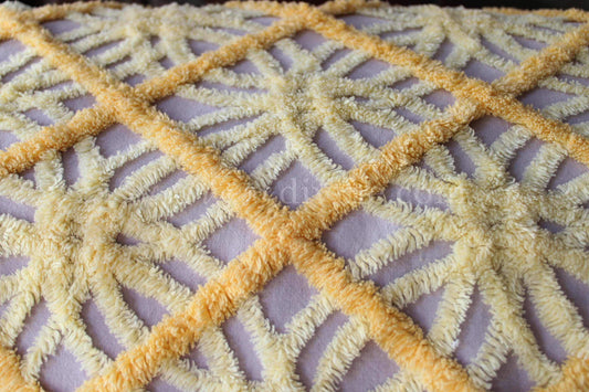 Cosmic Starburst Vintage Chenille Quilt Fabric, 24" x 20" inch Piece, Very Unique