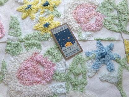 vintage chenille fabric squares, "bursting with flowers" set of 16 floral 6" quilt blocks for quilting, crafts, sewing