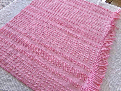 pink pearly pops vintage chenille fabric, 20" x 24" cut piece quilt material for sewing, crafts, upcycling, fun texture & unique design