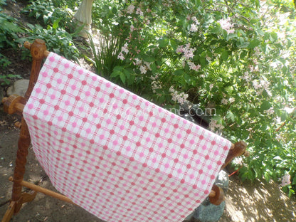 Pink Strawberry Candy Dots Vintage Woven Fabric With Raised Chenille Dot Pattern, 18" x 24" inch Piece, a Bates Design