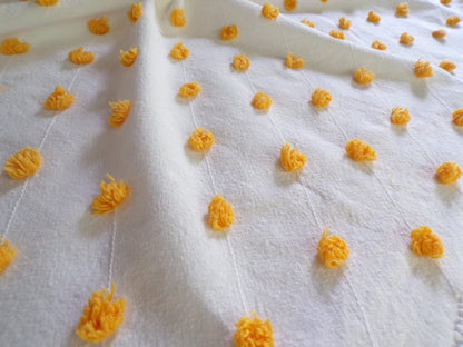Golden Harvest Puff Pops Vintage Chenille Fabric, 24" x 20"-inch Handtufted Piece, Unique in DIY Pillows & Quilts