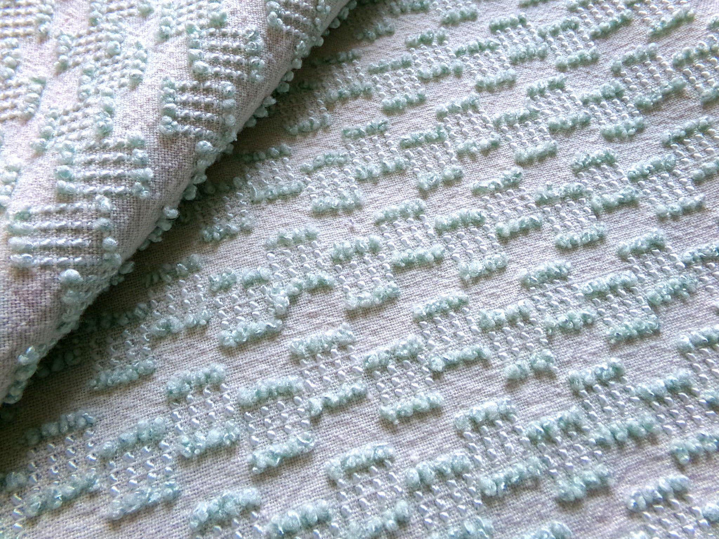 vintage texturized chenille fabric, dancing sage green tempo tufts, 18" x 24" inch piece of sewing material for quilting & crafts