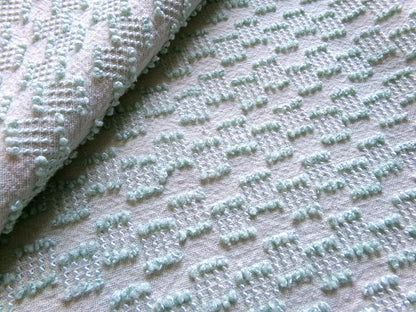 vintage texturized chenille fabric, dancing sage green tempo tufts, 18" x 24" inch piece of sewing material for quilting & crafts