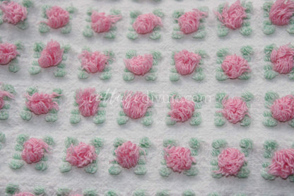 Popular Pink Rosebud Vintage Chenille Fabric, 20" x 24" inch piece, Morgan Jones Roses, a quilter's favorite