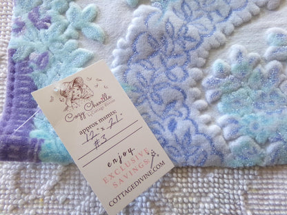 cut velvet fabric starry shimmer luxury Bates vintage tapestry chenille material, 12" x 21" inch piece ideal in totes & bags
