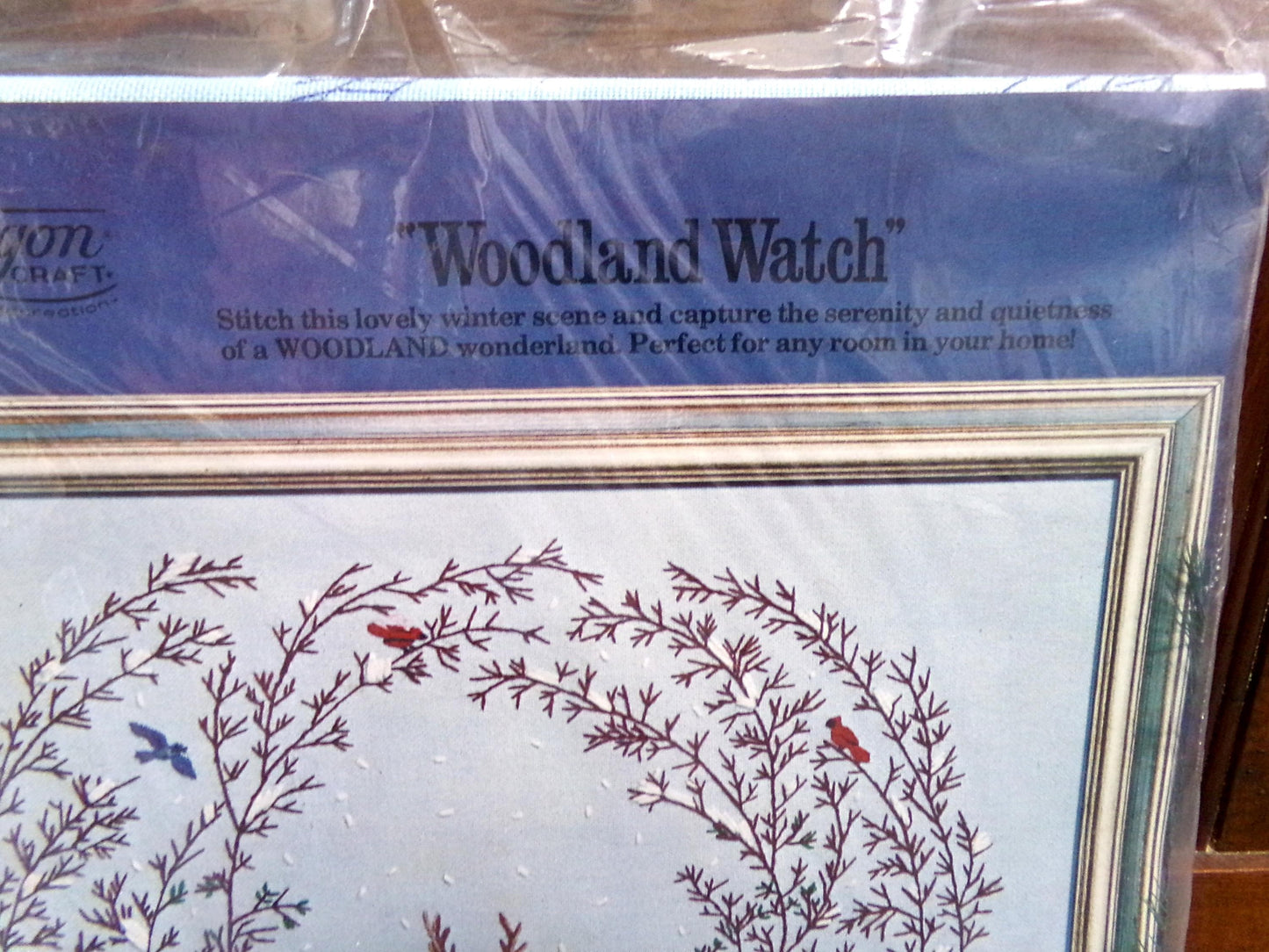 WOODLAND WATCH Whimsical Crewel Embroidery Kit, Paragon Needlecraft 0615, Winter Wonderland Nature Scene Stitchery, Polly Gottfried Design