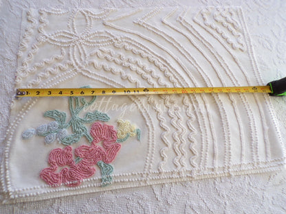 Magical Cottage Chic Lily Vintage Chenille Quilt Fabric Piece, 18" x 25" inches, Pretty in Pillows