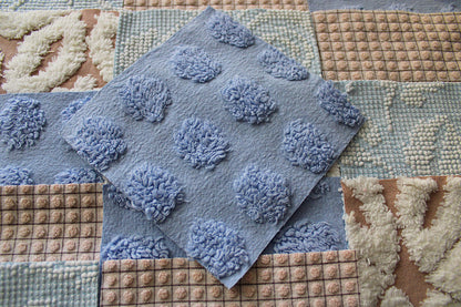 Beach Walk Vintage Chenille Fabric Squares, Blue, White & Sand Craft Square Set, 16 Blocks, 6" x 6" inch, Modern Chic