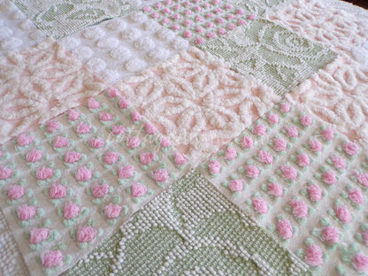 Spring Blossoms Vintage Quilt Squares Kit from Chenille Bedspread Fabrics, 6" Blocks, Qty 16