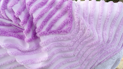 Tranquil Lilac Vintage Chenille Fabric, Lullaby Lavender Swirls, 40" x 20" Piece, Beautiful in Pillows & Chenille Quilts