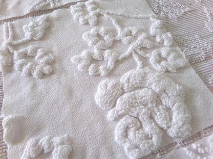 ivy rose 9.5" chenille fabric squares, set of 6 white quilt blocks, versatile geometric prints for sewing, crafts