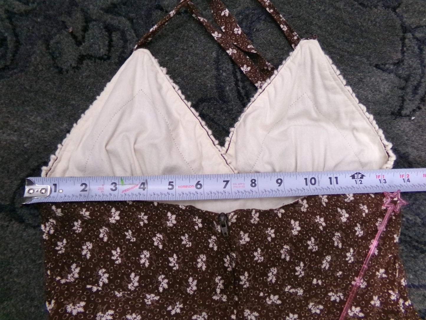 Vtg Gunne Sax Halter Dress Rare Brown Oak Acorn Print Boho Prairie Sundress