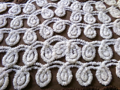 Yummy Chocolate Cherry Cake Vintage Chenille Fabric, Plush 25" x 26" Inch Piece, Great for Boho Pillows, Quilts, Fiber Arts