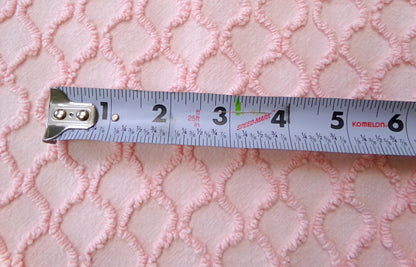 Precious Pink Vintage Chenille Fabric Piece, Textured Eternity Link Design, Quilt Material for Sewing & Crafts, 18" x 24"