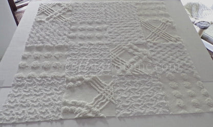 Chenille Quilt Squares Set, "Timeless White," from Vintage Bedspread Fabric, 16 Blocks, 6" inch