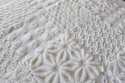 Snow Angel White Chenille Quilt Squares Set from Vintage Bedspread Fabric, 16 Blocks, 6" x 6" inch