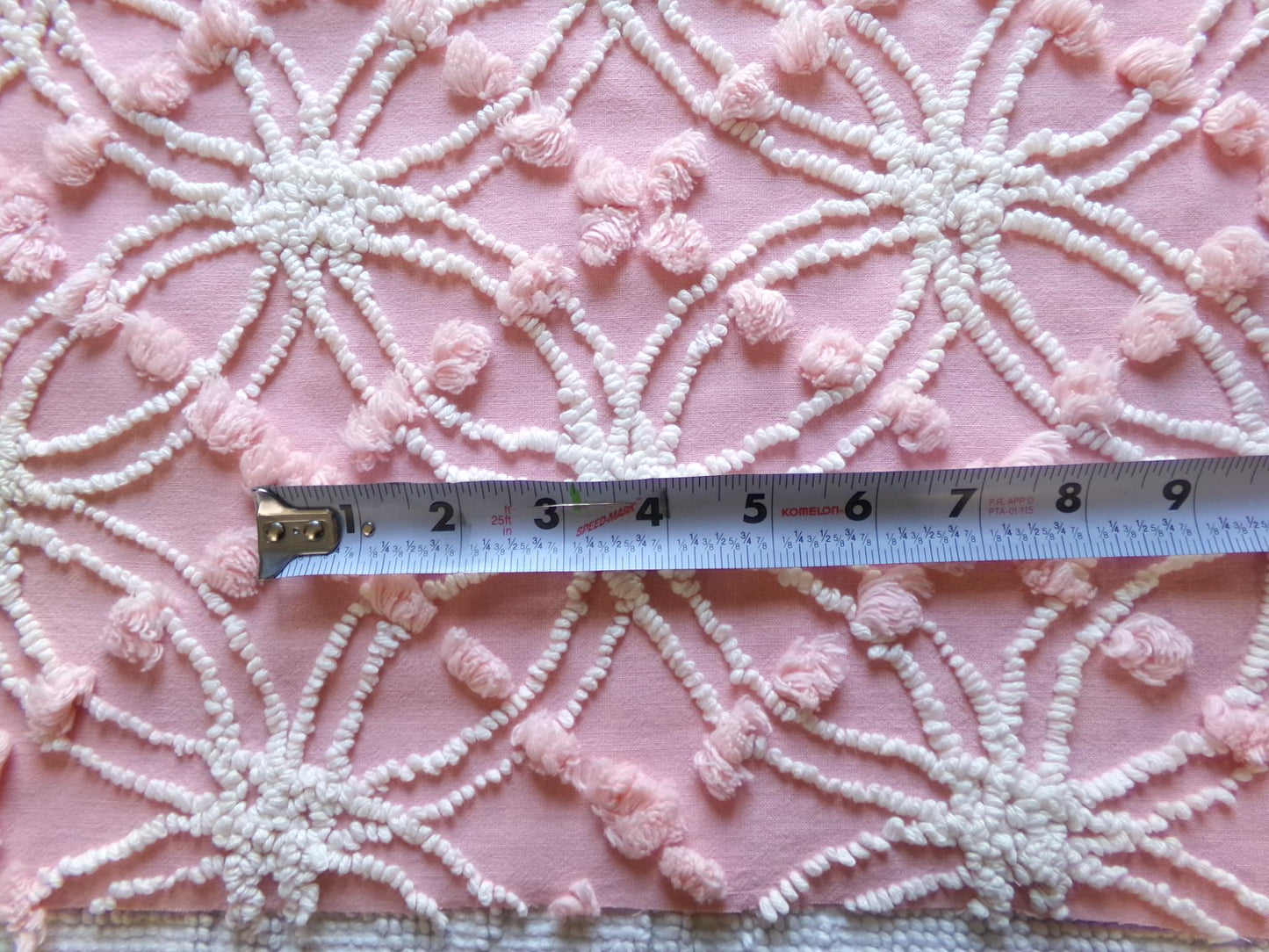 divinely feminine pink chenille fabric, 18" x 24" inch piece of vintage cotton sewing material, lovely in handmade chenille quilts & pillows