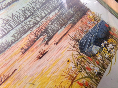 REFLECTIONS Crewel Embroidery Kit, Peaceful Sunset Scene, Vintage Paragon Needlecraft Creative Stitchery #0206