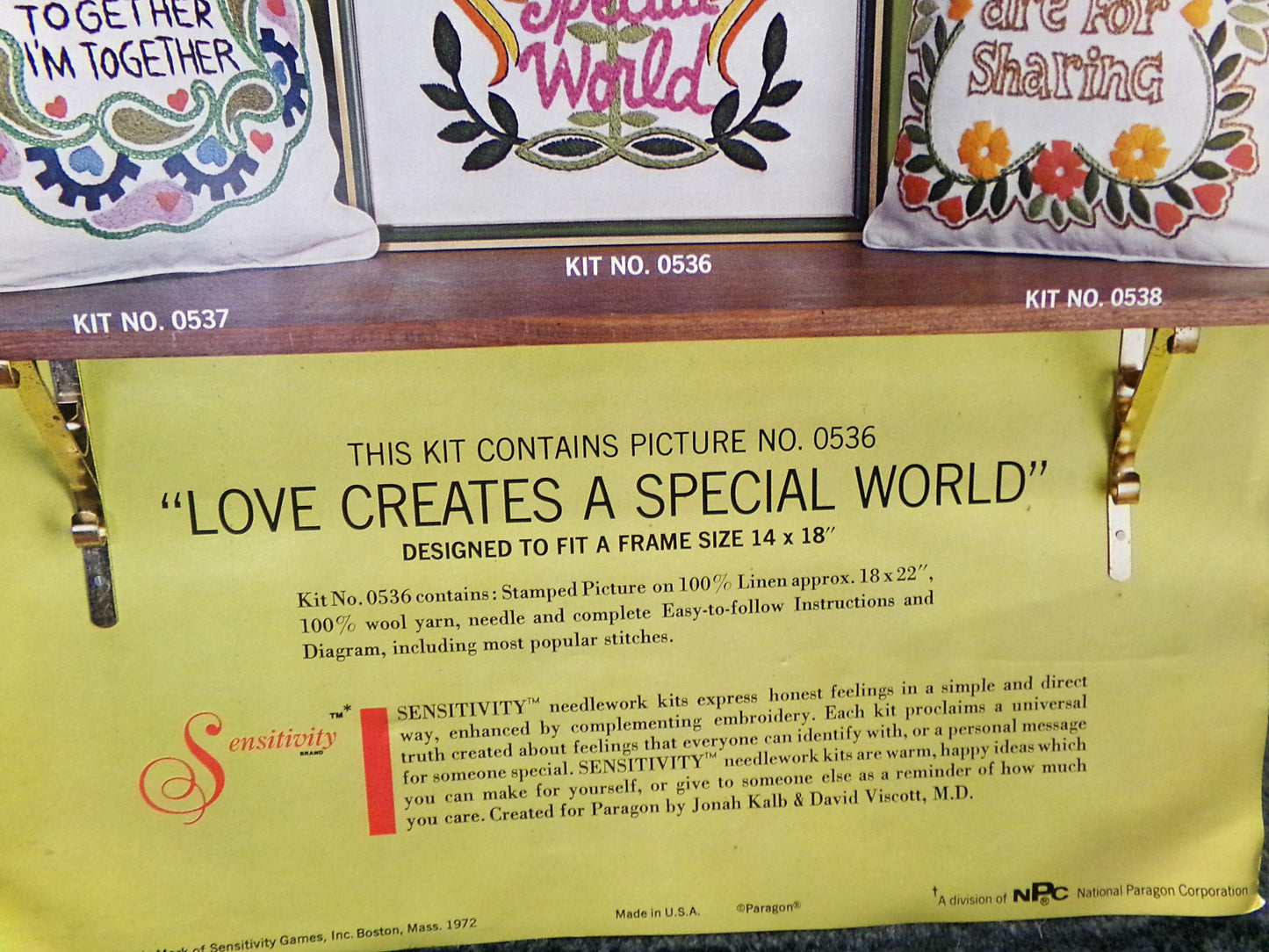 LOVE CREATES a SPECIAL World Vintage Crewel Embroidery Kit, Paragon Creative Stitchery #0536, Boho Hippie 1970s Needlework Design