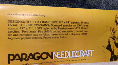HERB 'N SPICE Garden Sampler Crewel Embroidery Kit, 1977 Vintage Paragon Needlecraft Creative Stitchery #0786