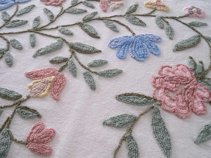 Heirloom Floral Vintage Chenille Fabric, 20" x 22" Piece, Lovely for Handmade Quilts, Pillows & Small Craft Projects