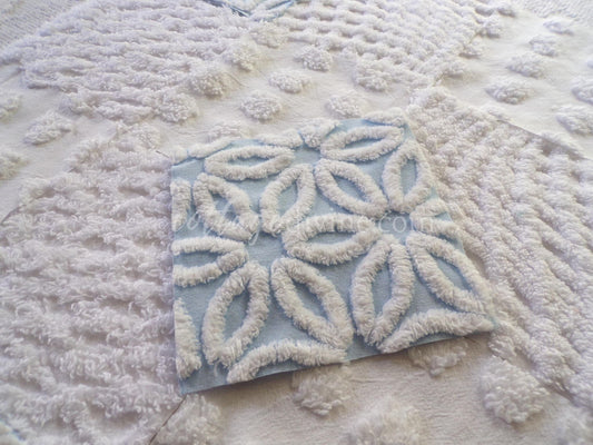 Coastal Chic Chenille Quilt Squares Set from Vintage Bedspread Fabric, 16 Blocks, 6" x 6" inch