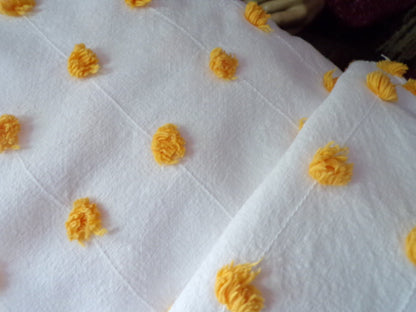 Golden Harvest Puff Pops Vintage Chenille Fabric, 24" x 20"-inch Handtufted Piece, Unique in DIY Pillows & Quilts
