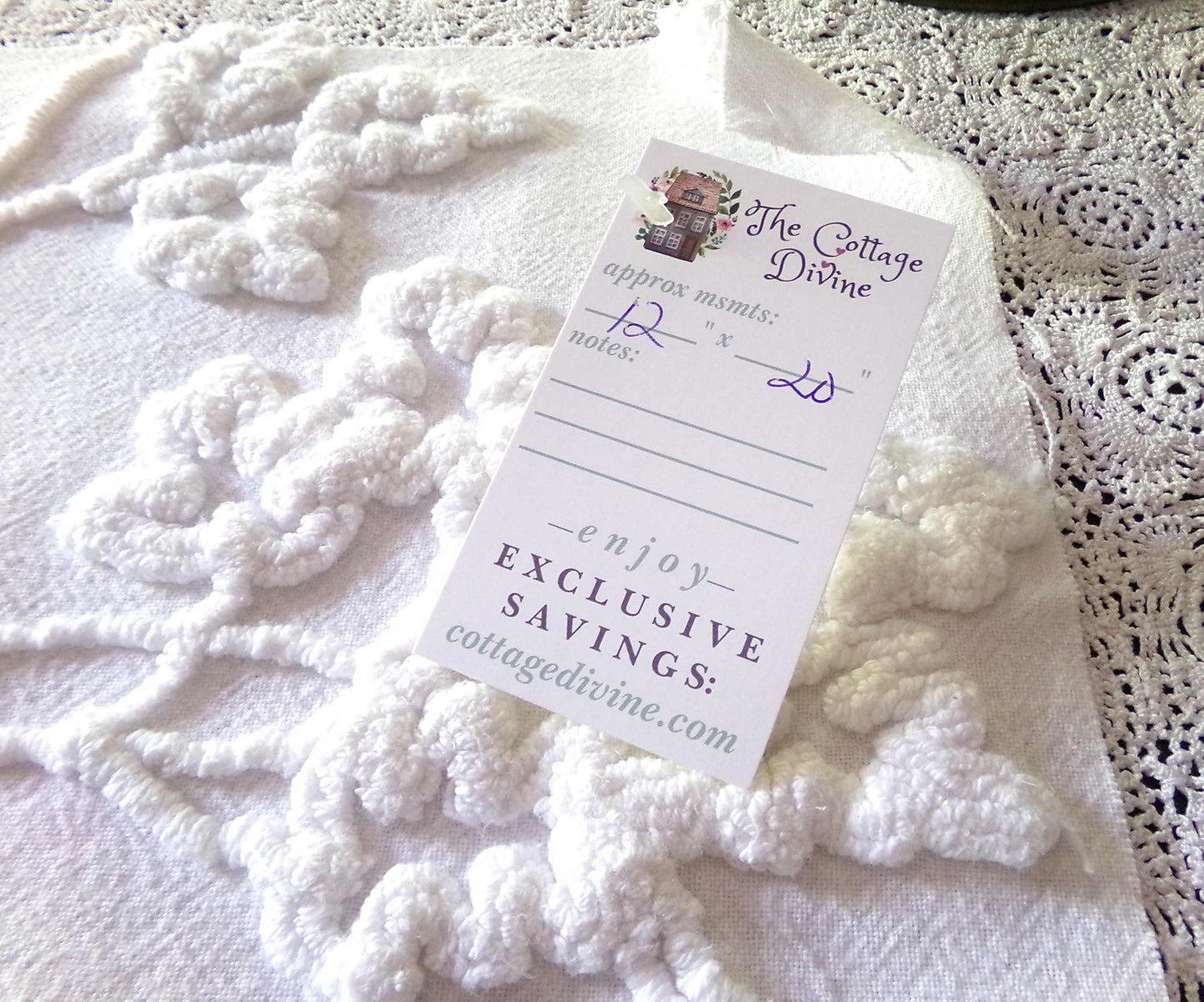 Lovely Ivy Rose Vintage Chenille Fabric Material, 12" x 20" inch Piece, for Fiber Arts, Small Pillow Covers, Crafts & Quilting