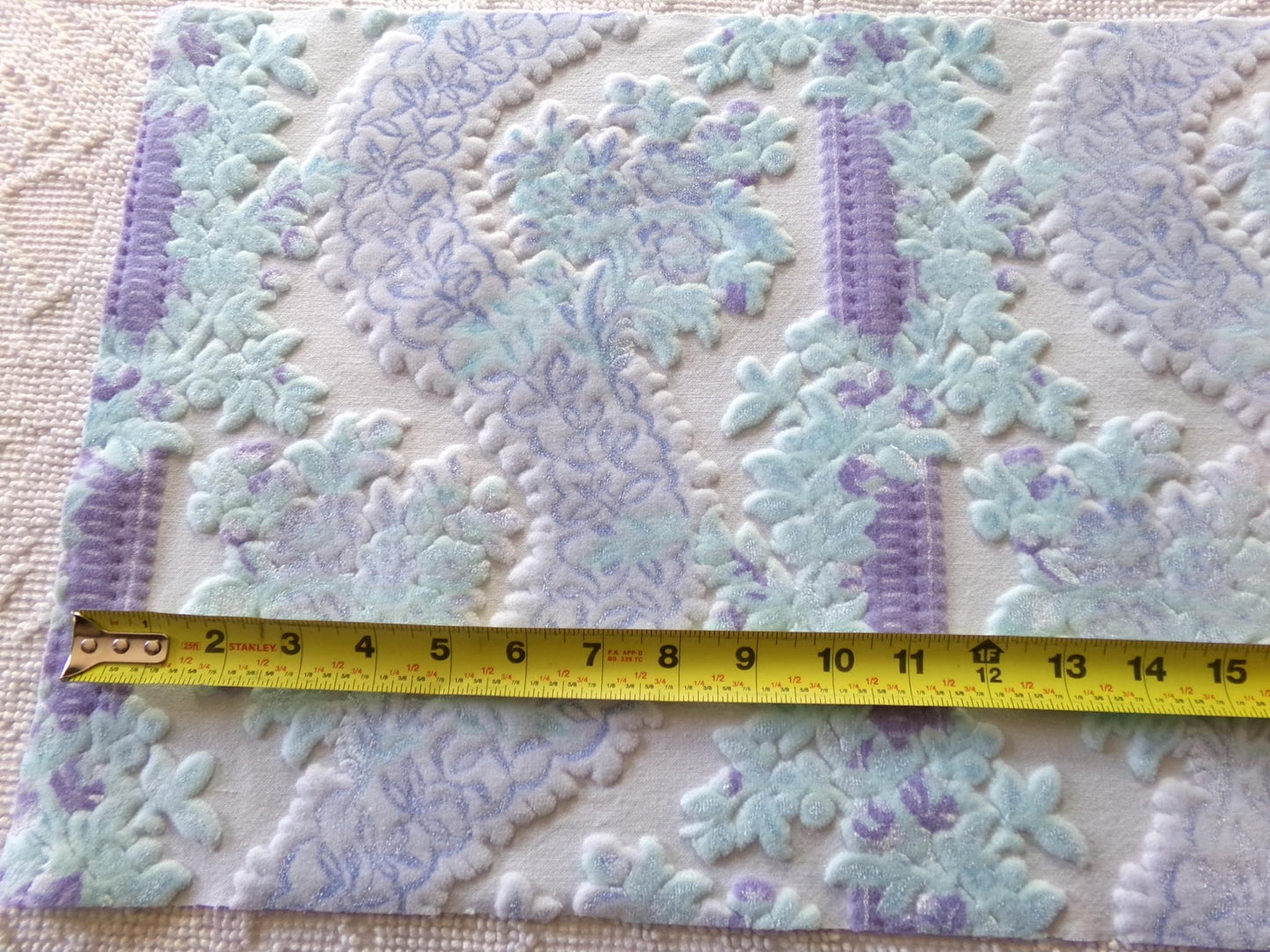 cut velvet fabric iridescent shimmer luxury Bates vintage tapestry chenille material, 12" x 21" inch piece ideal in totes & bags