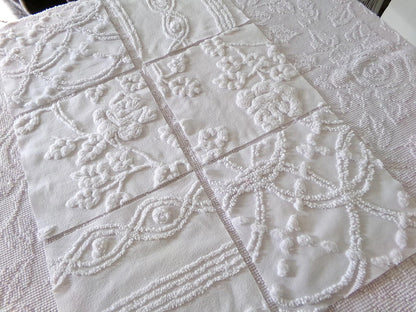 ivy rose 9.5" chenille fabric squares, set of 6 white quilt blocks, versatile geometric prints for sewing, crafts
