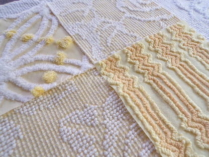 Lightning Strike Chenille Quilt Squares Set from Vintage Bedspread Fabric, 16 Blocks, 6" x 6" inch & Bonus Square