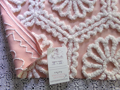 Lovely Fabric from Vintage Chenille Bedspread, 26" x 19" inch Piece, Shabby Sweet in DIY Pillows & Quilts
