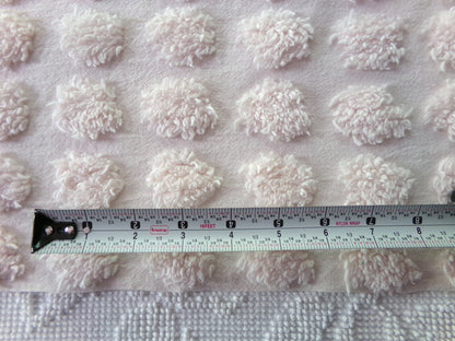 Fluffy Jumbo Coin Pops Vintage Chenille Quilt Fabric, Radiant Blush, 18" x 34" Piece, Lovely in Handmade Quilts