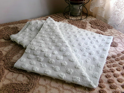 light green chenille fabric, vintage style pops design, 18" x 24" cut piece for quilts, crafts, sewing