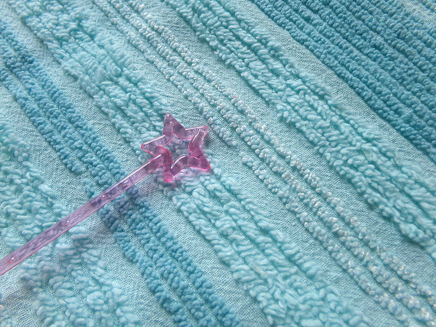 mermaid trail vintage striped chenille fabric, lightweight aqua sewing material with variegated multisize lines, 20" x 24" inch piece