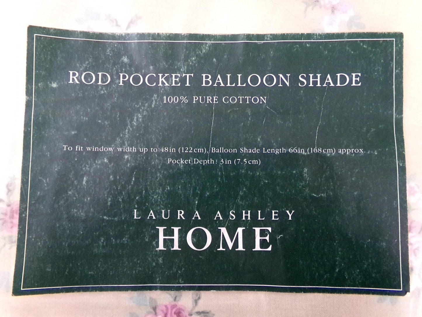 Laura Ashley FLORETTE Rod Pocket Balloon Shade, Vintage New Old Stock Window Curtain Treatment in Country Florals, 100% Cotton Made in UK