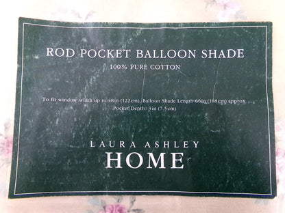 Laura Ashley FLORETTE Rod Pocket Balloon Shade, Vintage New Old Stock Window Curtain Treatment in Country Florals, 100% Cotton Made in UK