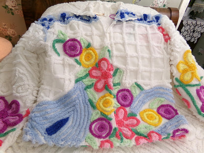 Vintage Chenille Jacket Early Canyon Group Damze San Diego Lightweight Cropped Spring Coat, XS