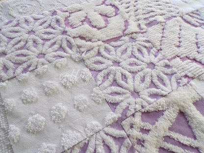Cloud 9 Chenille Quilt Squares Set from Vintage Bedspread Fabric, 16 Blocks, 6" x 6" inch
