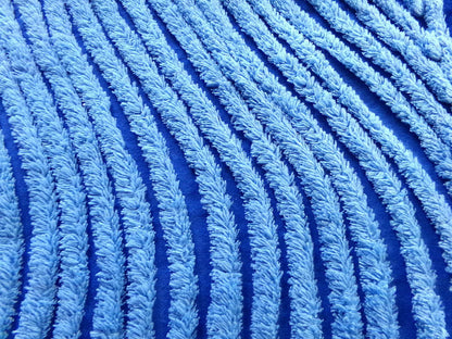 ocean waves chenille fabric, deep velvety mystic blue, 19" x 25" inch piece of vintage sewing material for pillow, quilts, doll blankets