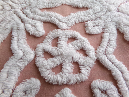 plush snowflake pinwheel vintage chenille fabric, antique sewing material, 15" x 28" inch piece