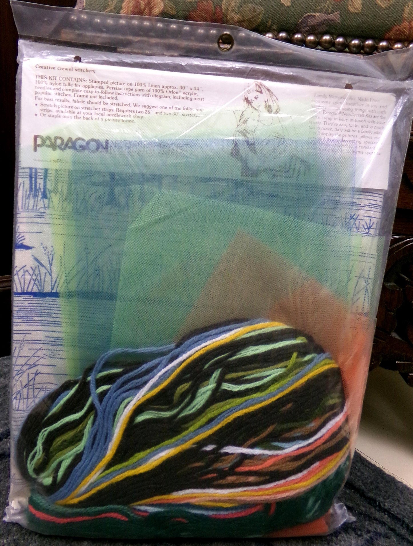 REFLECTIONS Crewel Embroidery Kit, Peaceful Sunset Scene, Vintage Paragon Needlecraft Creative Stitchery #0206