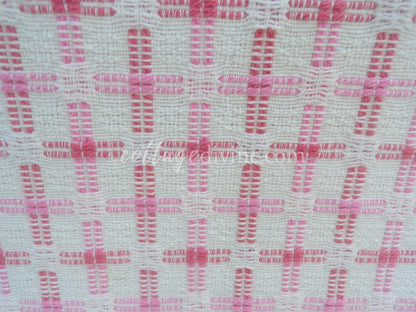 Pink Strawberry Candy Dots Vintage Woven Fabric With Raised Chenille Dot Pattern, 18" x 24" inch Piece, a Bates Design