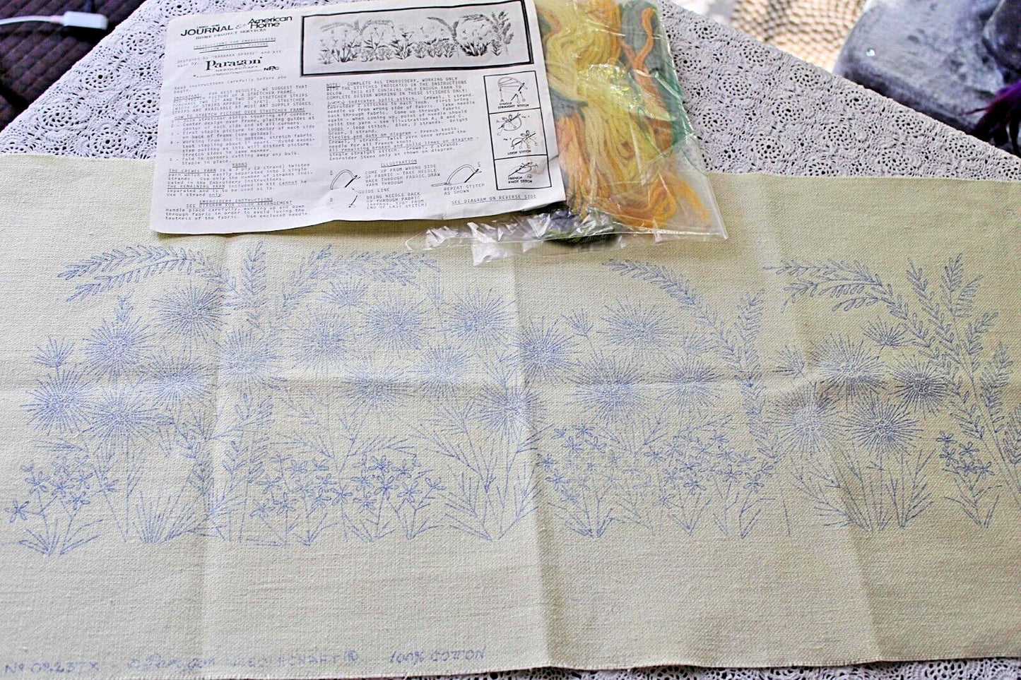 YELLOW DAISIES Paragon Crewel Embroidery Kit 02237X Vtg Boho 70s Barbara Sparre